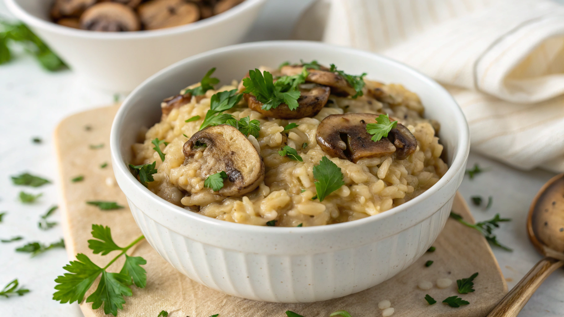 Vegan mushroom risotto close-up (HQ)