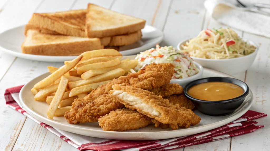 "Raising Cane’s chicken recipe with crispy golden chicken fingers, Cane’s sauce, fries, and Texas toast – professional food blog cover photo."